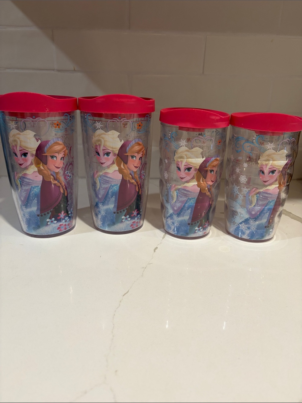 Tervis Disney Frozen Plastic Tumblers with Pink Lids - Set of 4